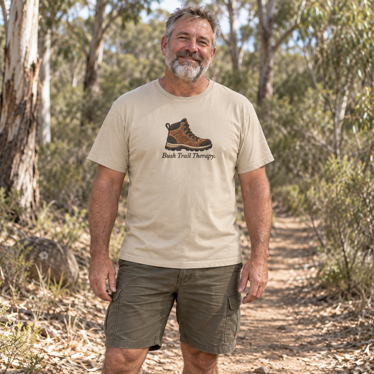 Bush Trail Therapy — T-Shirt — Australian bloke lifestyle mockup