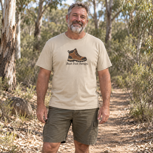 Bush Trail Therapy — T-Shirt — Australian bloke lifestyle mockup