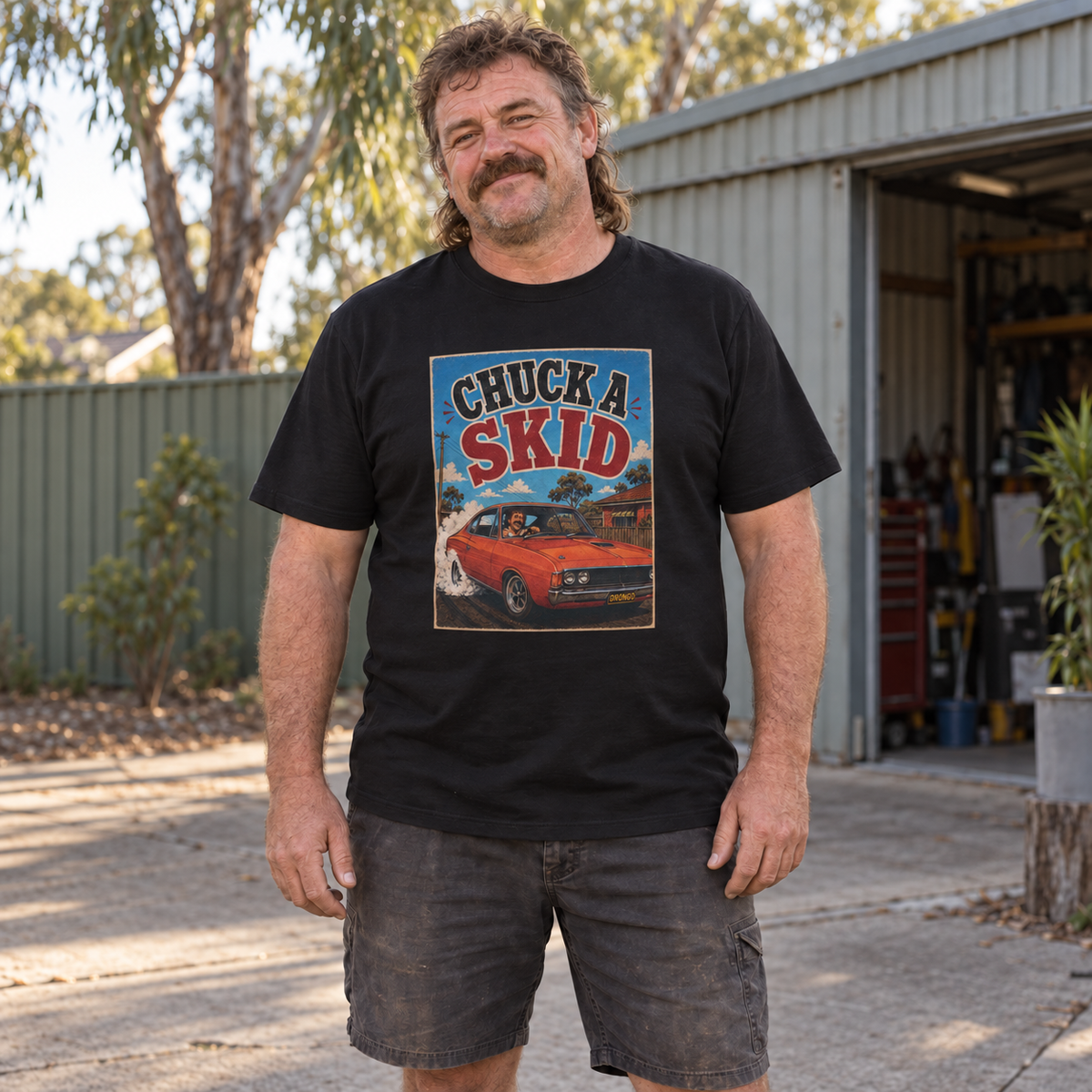 Chuck A Skid — T-Shirt — Australian bloke lifestyle mockup