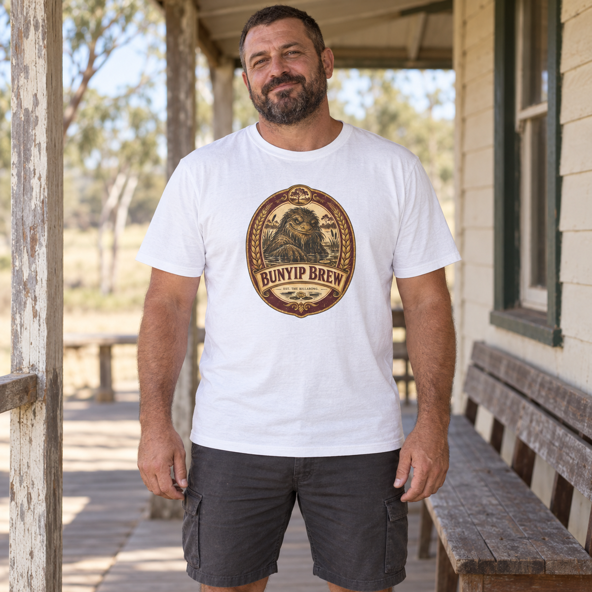Bunyip Brew — T-Shirt — Australian bloke lifestyle mockup