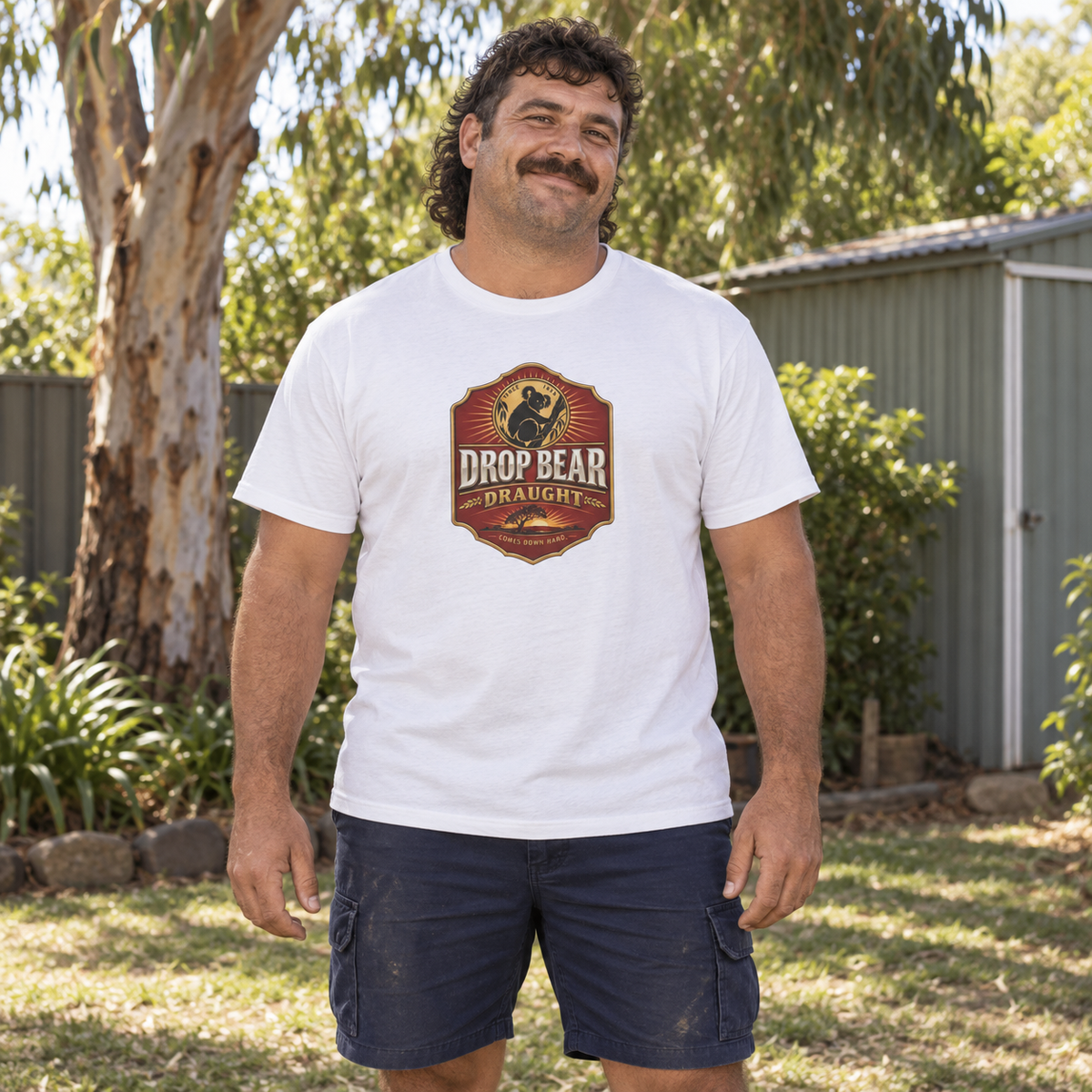 Drop Bear Draught — T-Shirt — Australian bloke lifestyle mockup